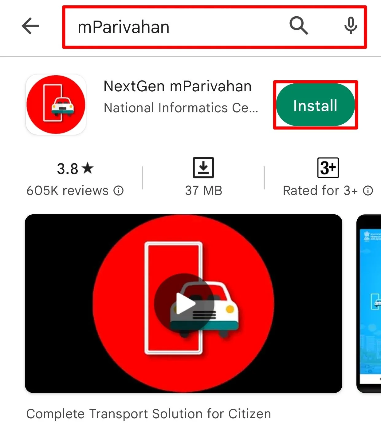 Driving licence status by mParivahan app