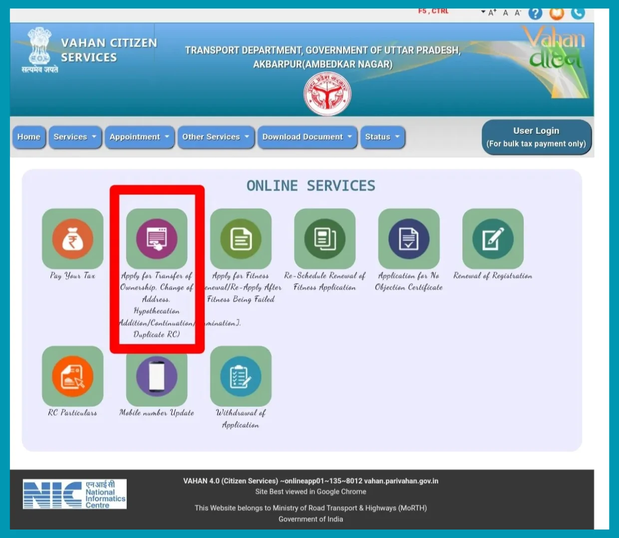 Apply
for Transfer of Ownership, Change of Address, Hypothecation
[Addition/Continuation/Termination, Duplicate RC